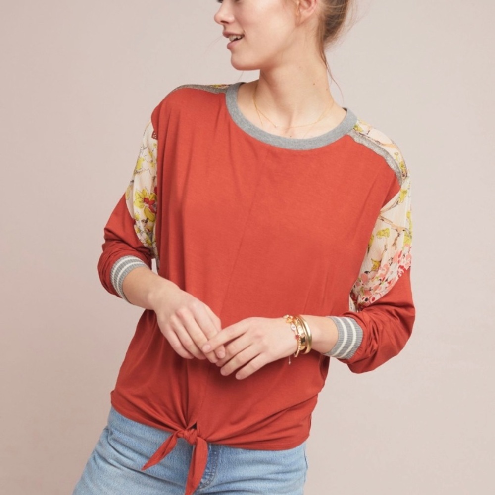 anthropologie | tiny pippa orange long sleeve top